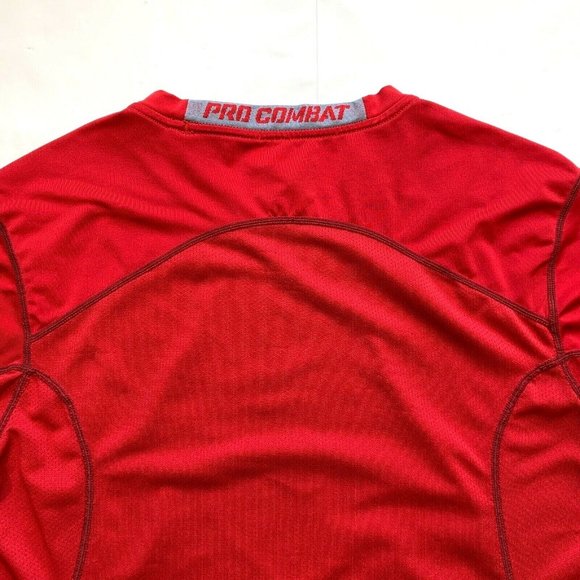 Nike Pro Combat Dri-Fit Mens Small Fitted Compression Top‎ Short Sleeve Red Run - Picture 7 of 12